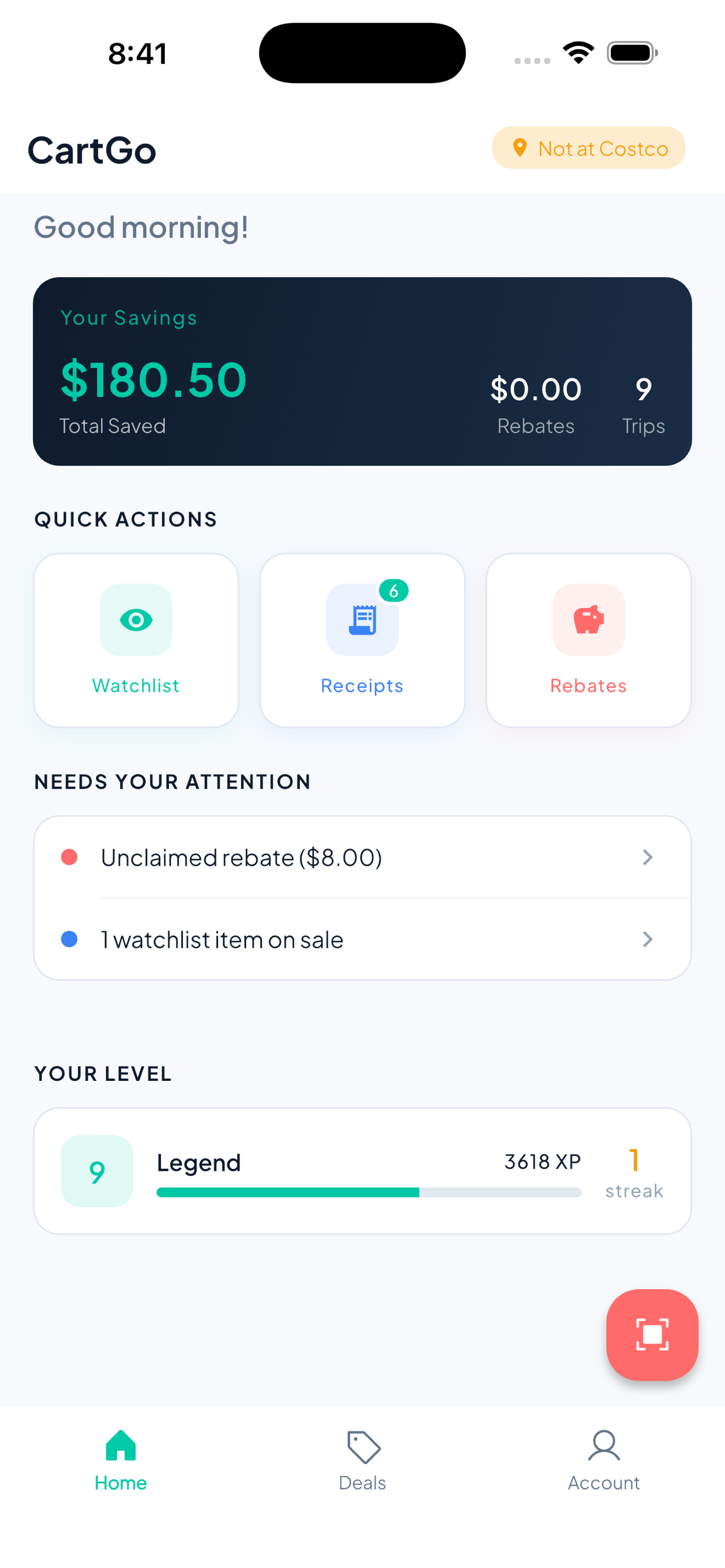CartGo Home Dashboard